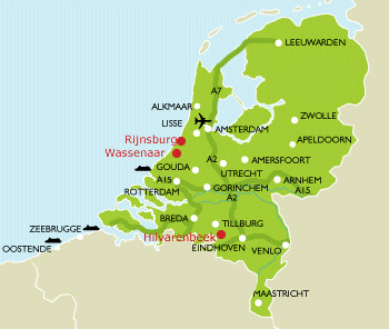 Map of campsites in Holland