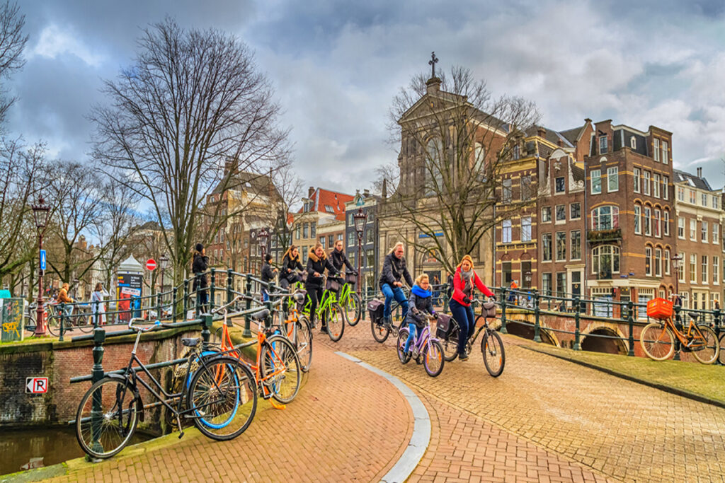 riding a bike in amsterdam