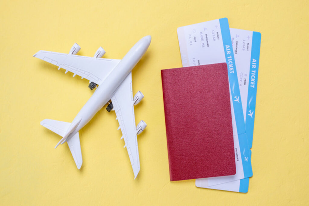 airplane, airplane tickets and passports